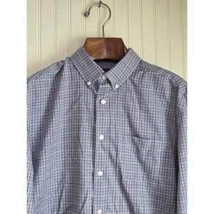 UNTUCKit Shirt Mens Large Blue Gray Plaid Button Down Wrinkle Free Cotton Casual